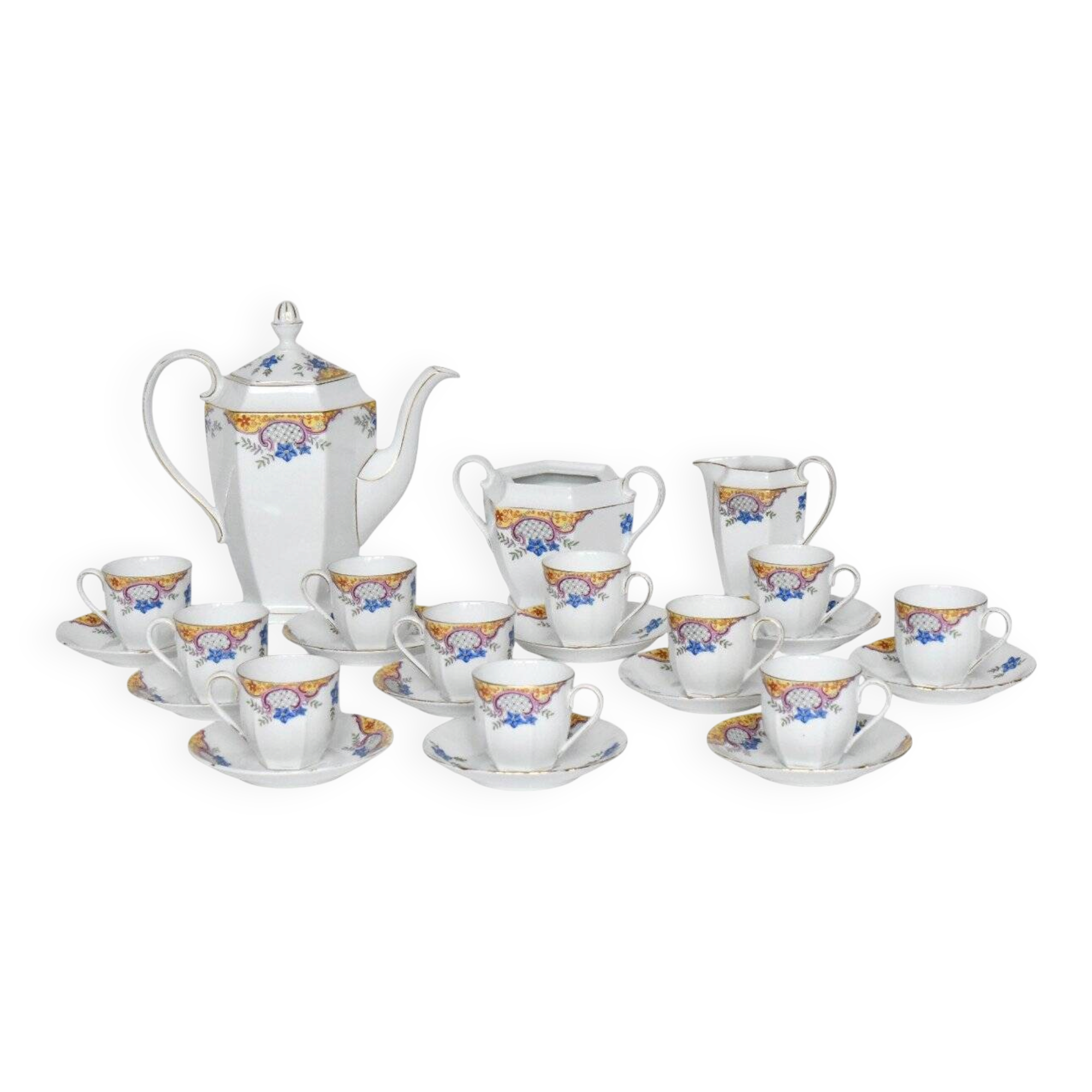 Vintage coffee service in porcelain by Epiag Czechoslovakia