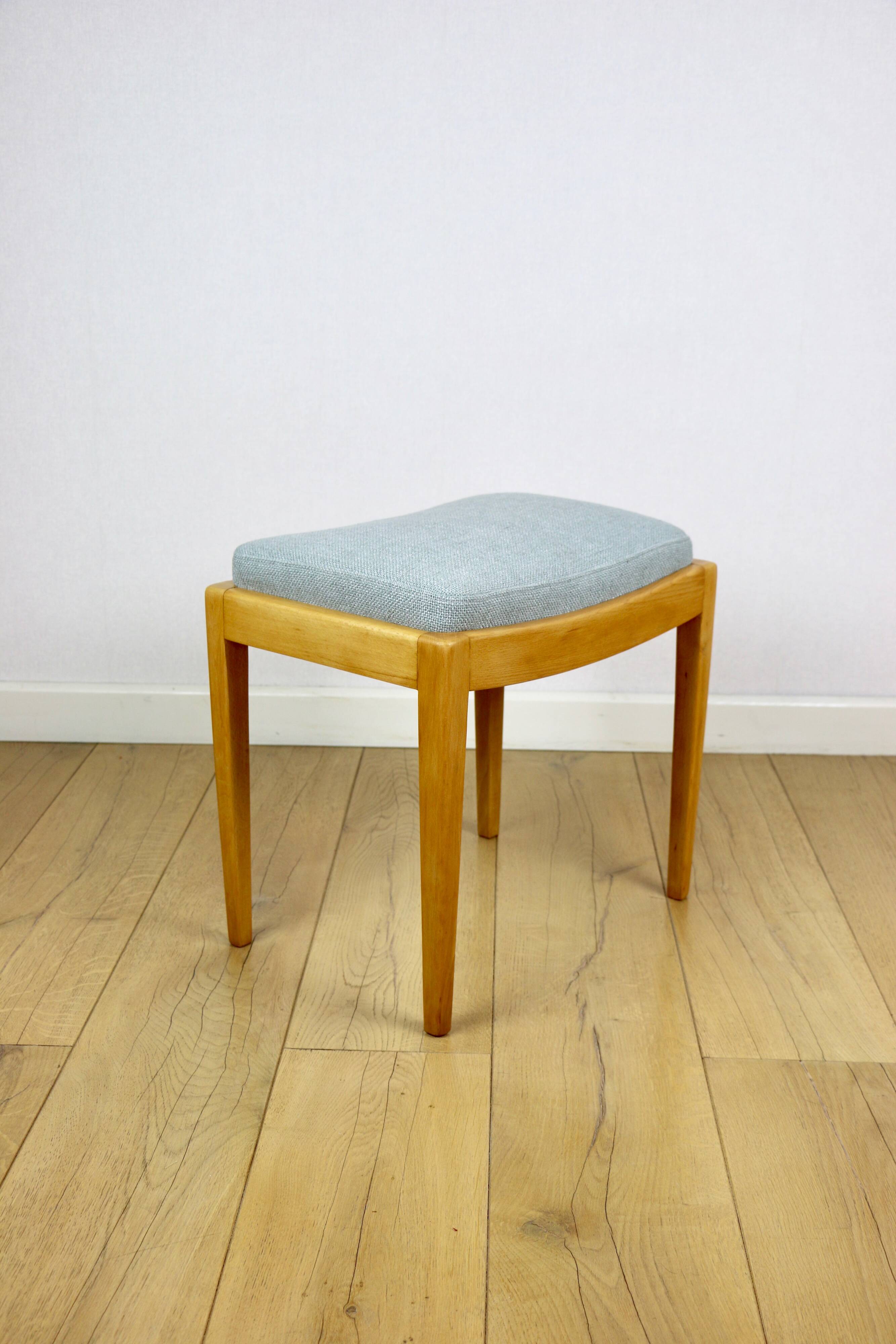 Stool seat light blue natural fabric Art Deco - 2 pieces available