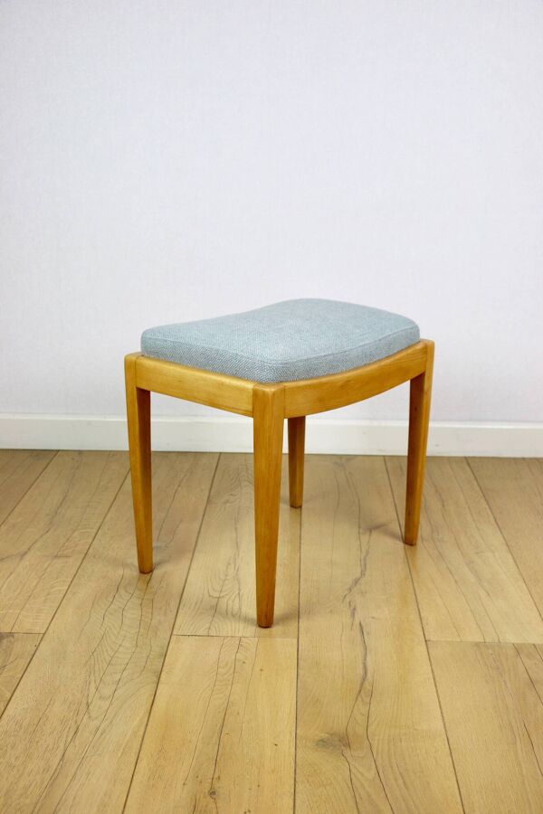 Tabouret Art Déco en tissu bleu clair