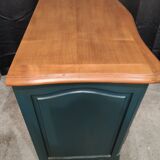 Patinated crossbow chest of drawers