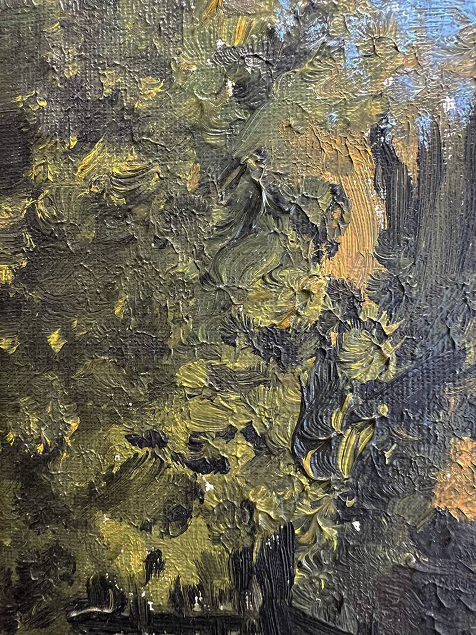Tableau "Bord de rivière", huile sur toile