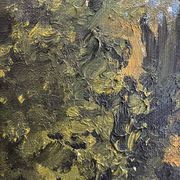 Tableau "Bord de rivière", huile sur toile