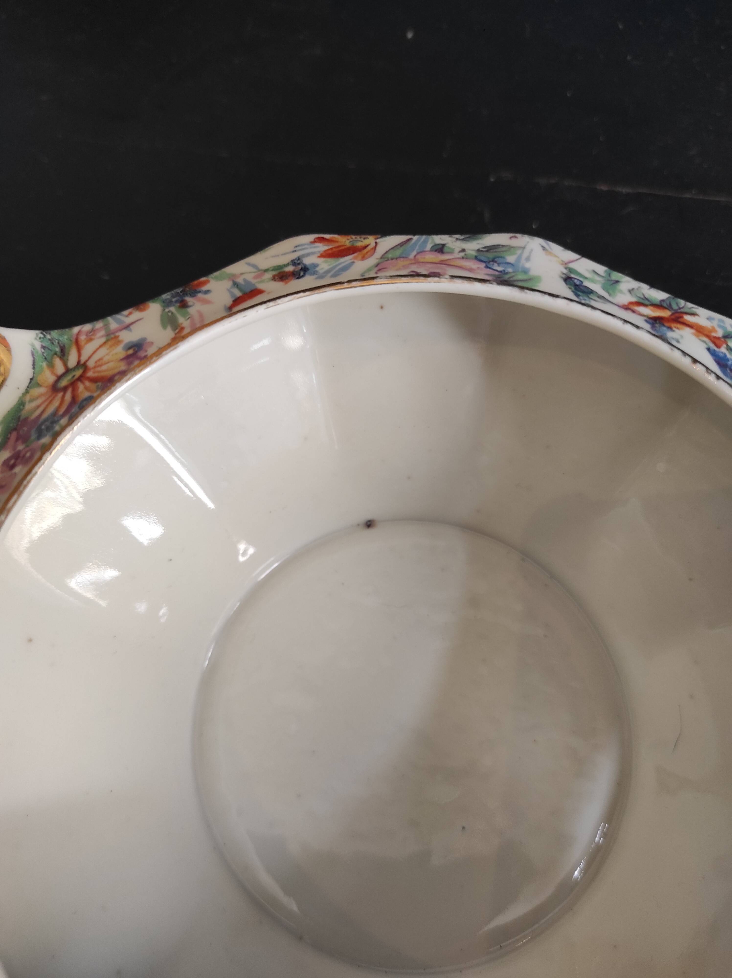 Vintage French serving sauce boat from La Tallec, Limoges, with colourful floral decoration