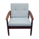 Fauteuil en teck des années 1960 nouveaux coussins en gris-bleu
