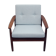 Fauteuil en teck des années 1960 nouveaux coussins en gris-bleu
