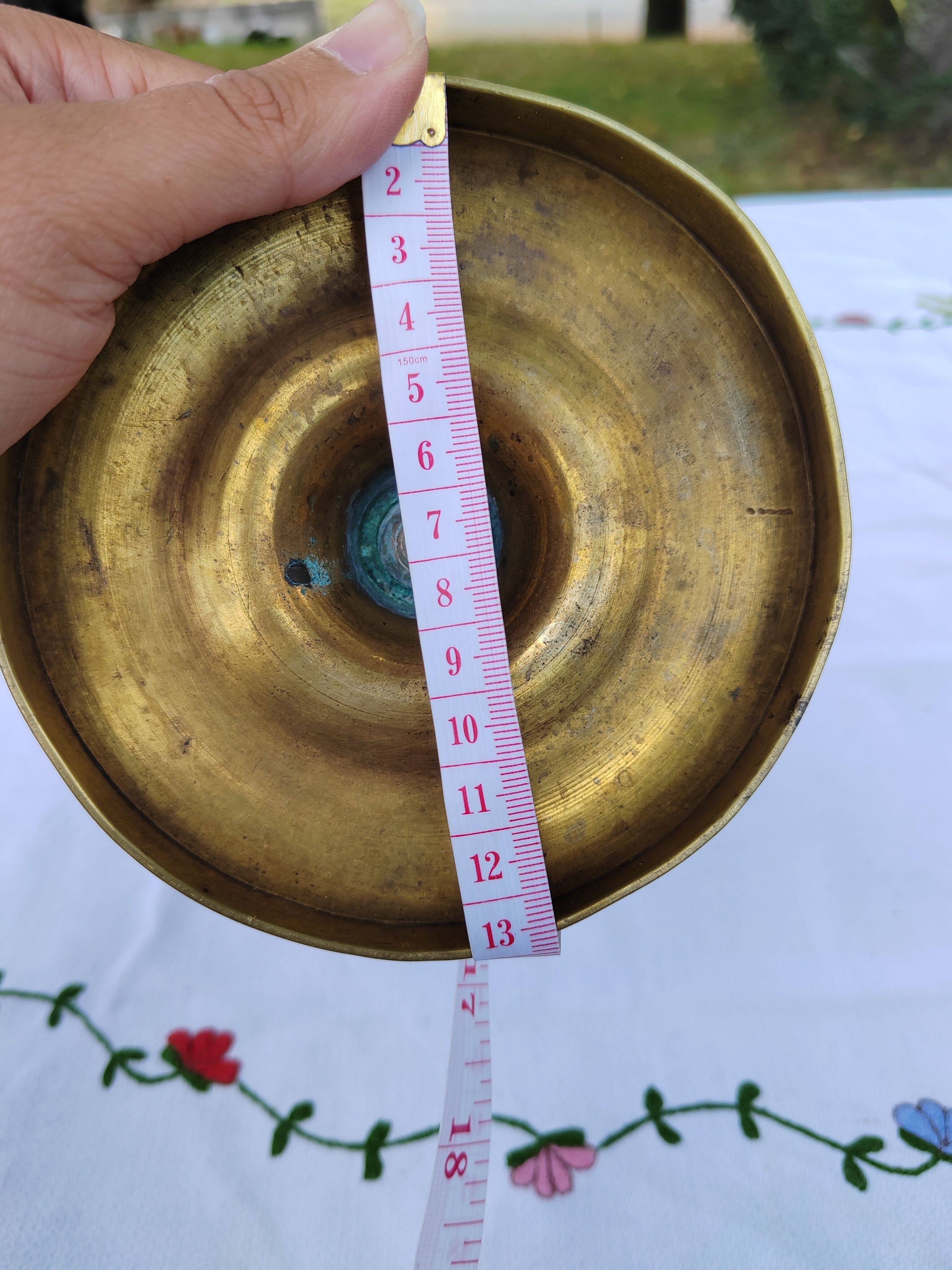 Golden brass candle holder