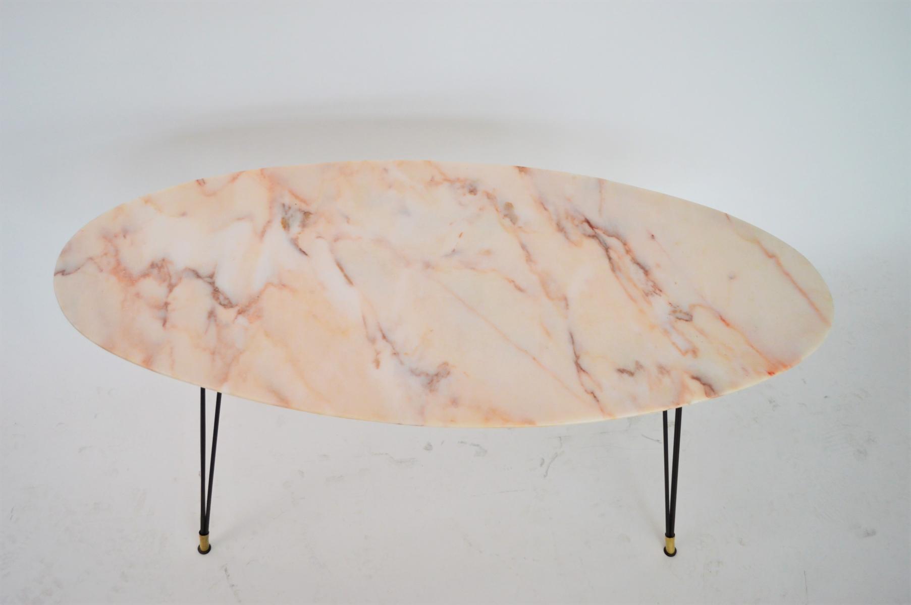 Italy 1950 s oval marble coffee table