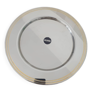 Alessi Ettore Sottsass / Assiette de service inox 18/10 et doré NG5100