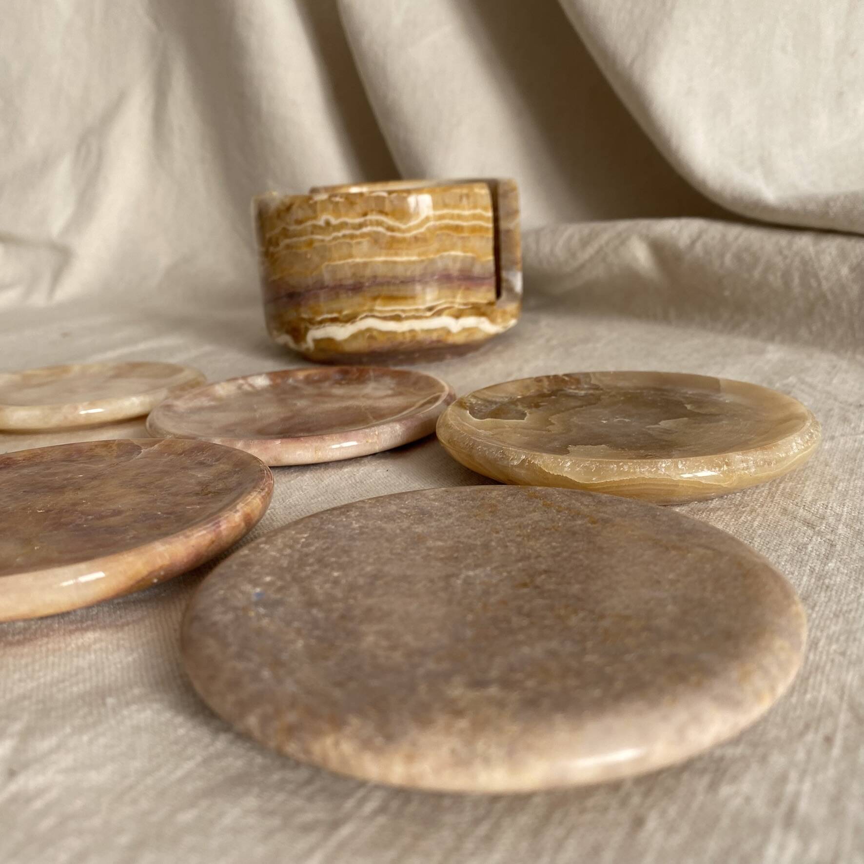 Onyx coasters set, 1980s.