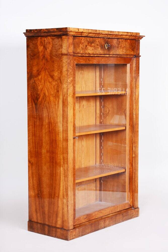 Biedermeier Display Bookcase, Walnut, Czech, 1830s