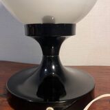 Opaline and black metal table lamp, 1980s
