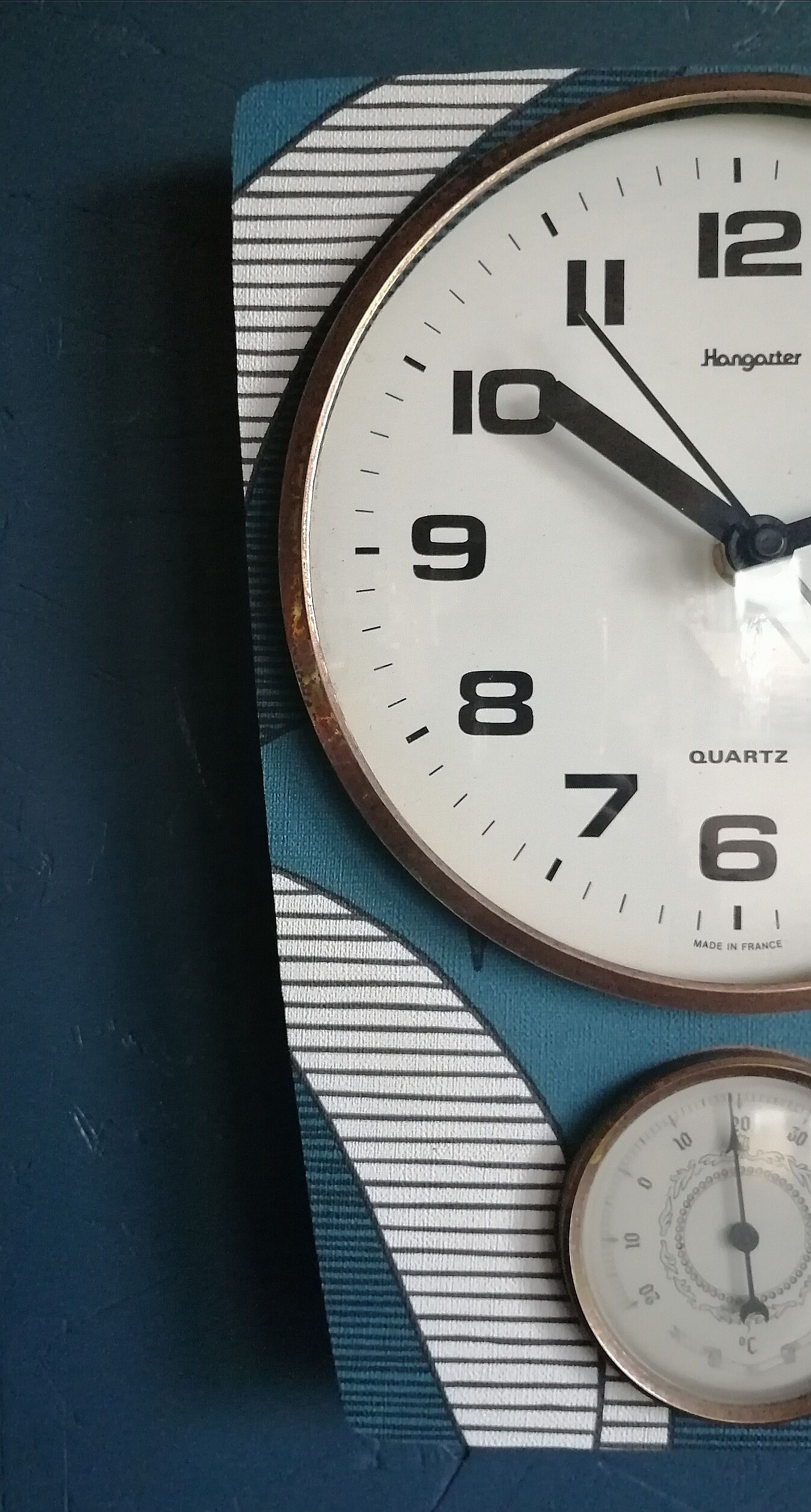 Vintage silent wall clock thermometer "Hangarter"