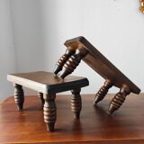 Pair of vintage solid wood footrests