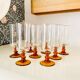 Lot de 8 flûtes champagne vintage verre ambré
