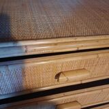 Chest of drawers in rattan and bamboo
