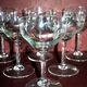 Lot de 6 verres à eau ou vin rouge vintage en  verre soufflé gravé 13.2cm ht