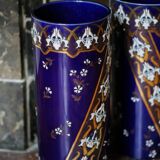 Pair of Art Nouveau vases in Lunéville porcelain - Floral motifs in gilded relief