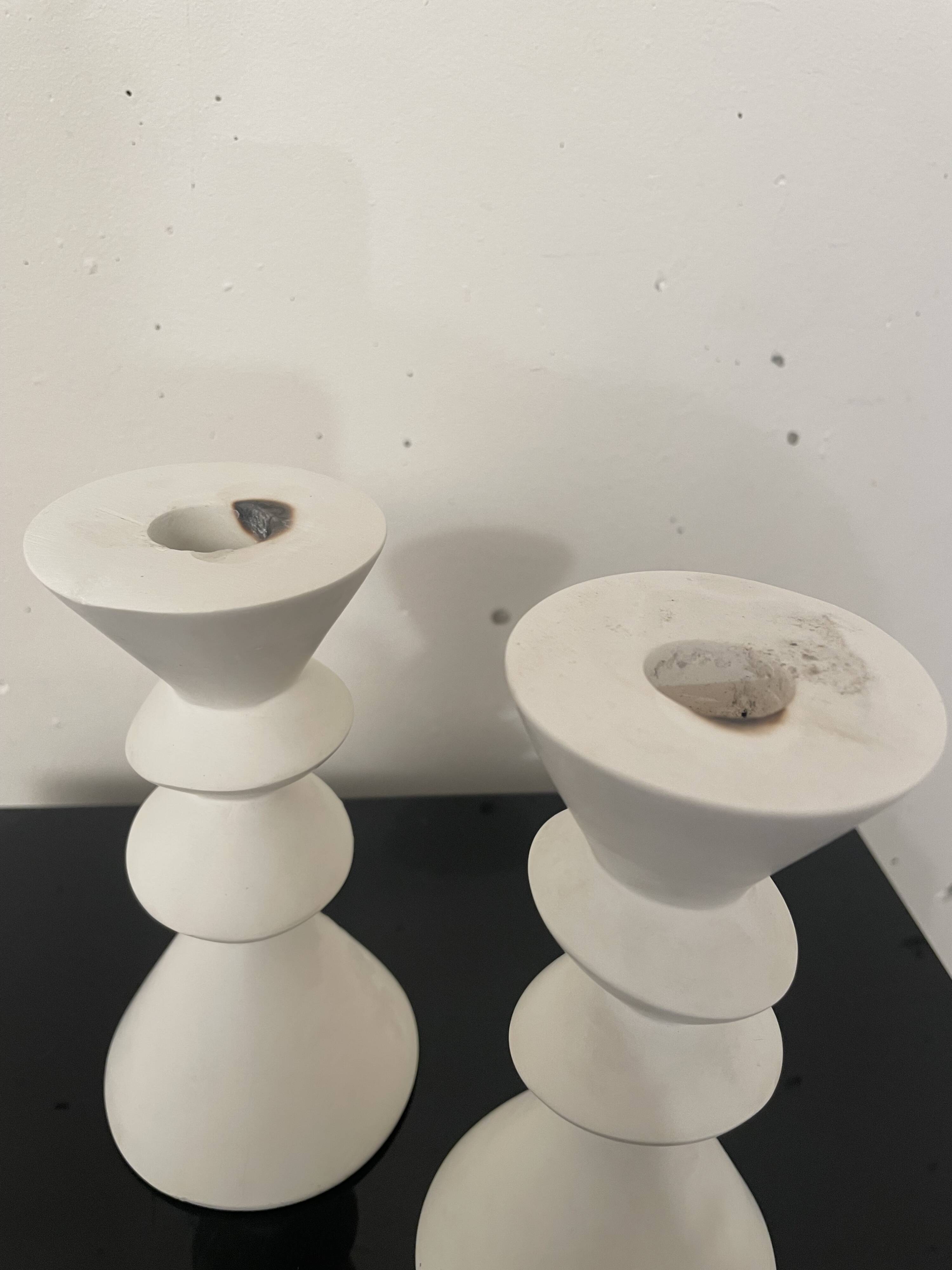 Pair of plaster candlesticks 1980