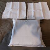 4 armchairs and a coffee table made of rattan and bamboo wood, vintage.