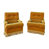 Paire de fauteuils crapauds doré en velours