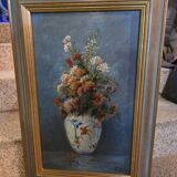Oil on panel with bouquet