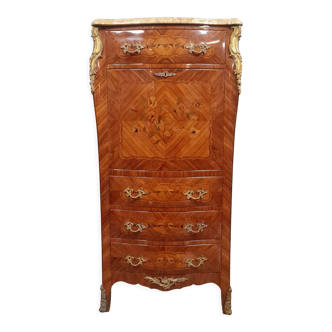 Louis XV style secretary in marquetry and rosewood around 1920-1930