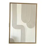 Tableau texturé beige lin et blanc