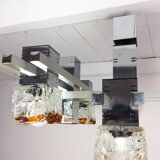 1970's cubic chandelier in chromed metal designed by Maison Sciolari for Mazzega
