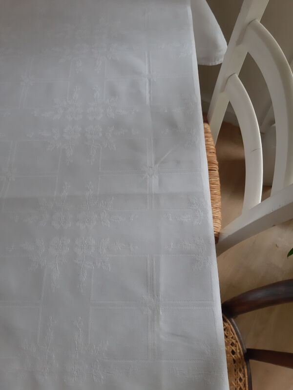 Embroidered damask square sheet