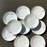 10 assiettes dessert porcelaine décor fleurs Melitta