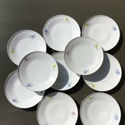 10 plates dessert porcelain decoration flowers 50's melitta