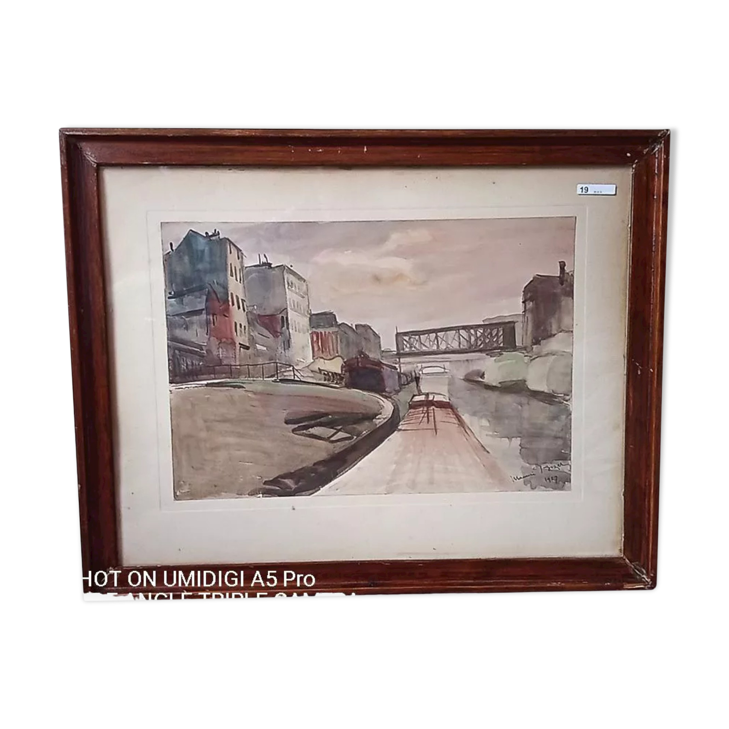 Maurice Bizet - Watercolor - 1927 signed - view of the port of Madrague (Marseille)