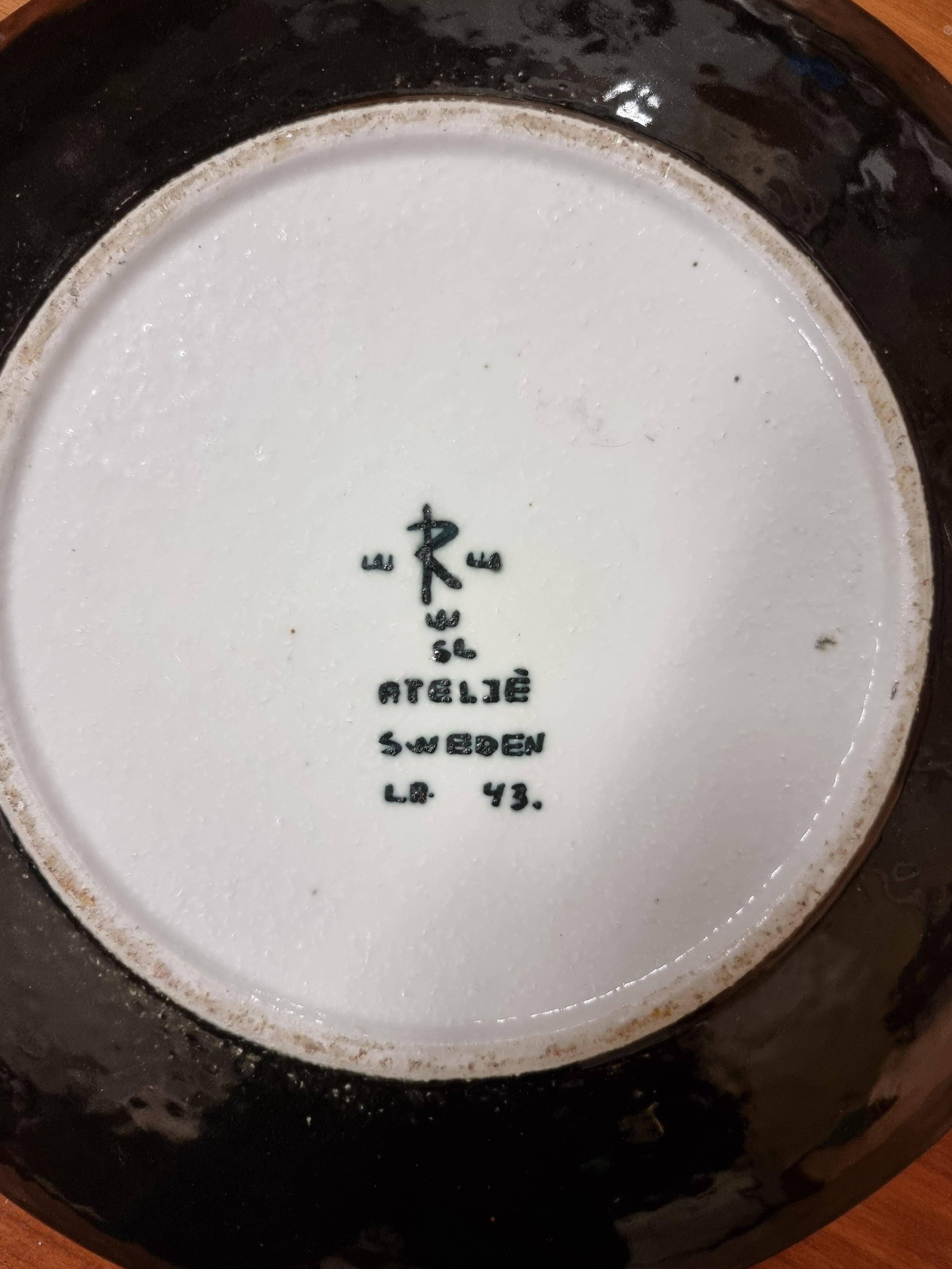 Sylvia Leuchovius, large rare decorative plate, modern Scandinavian tray