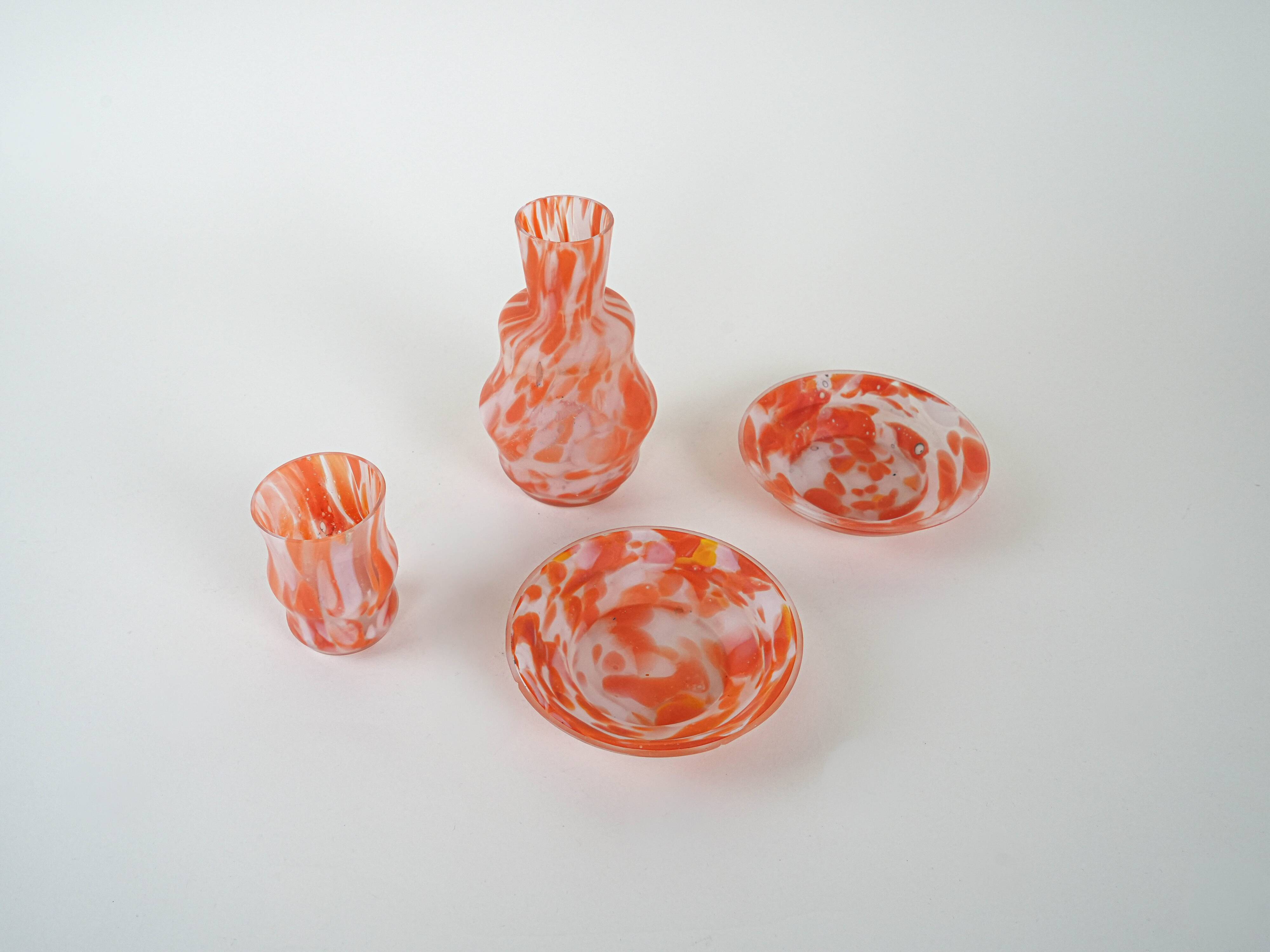 Set of artistic glass items, Italian design, 1970s, production: Italy
