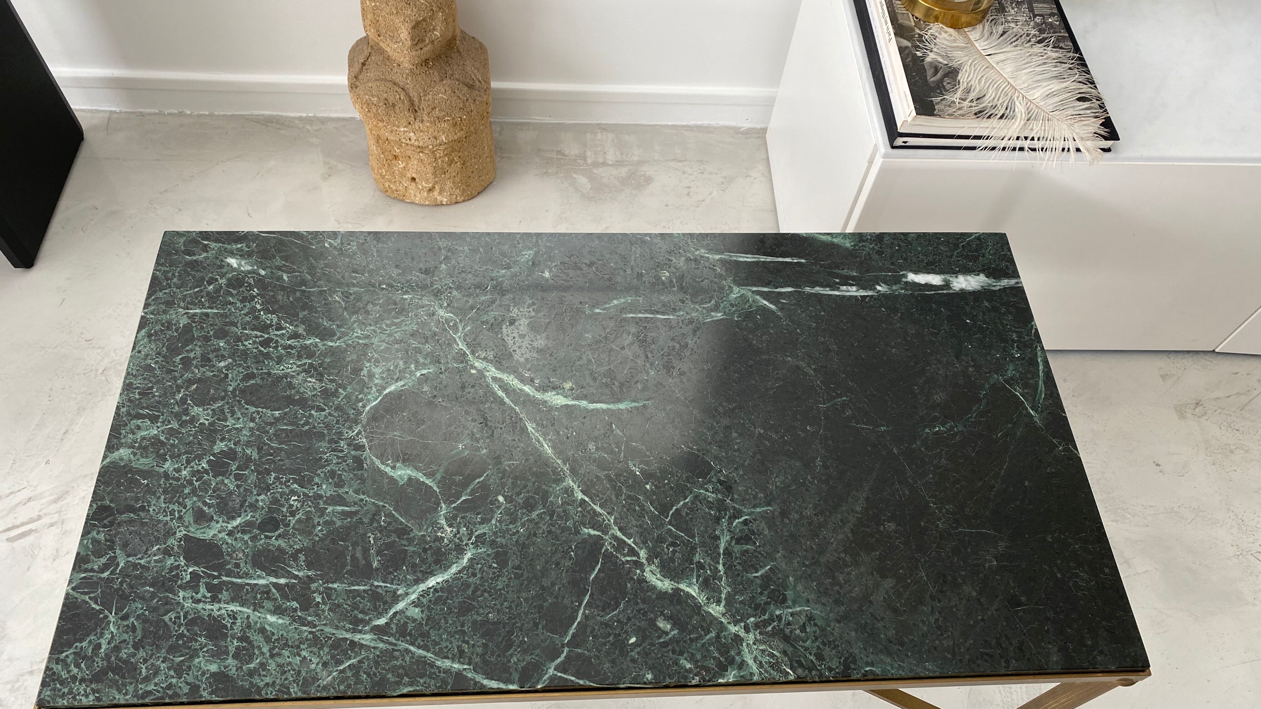 Green marble and brass coffee table
