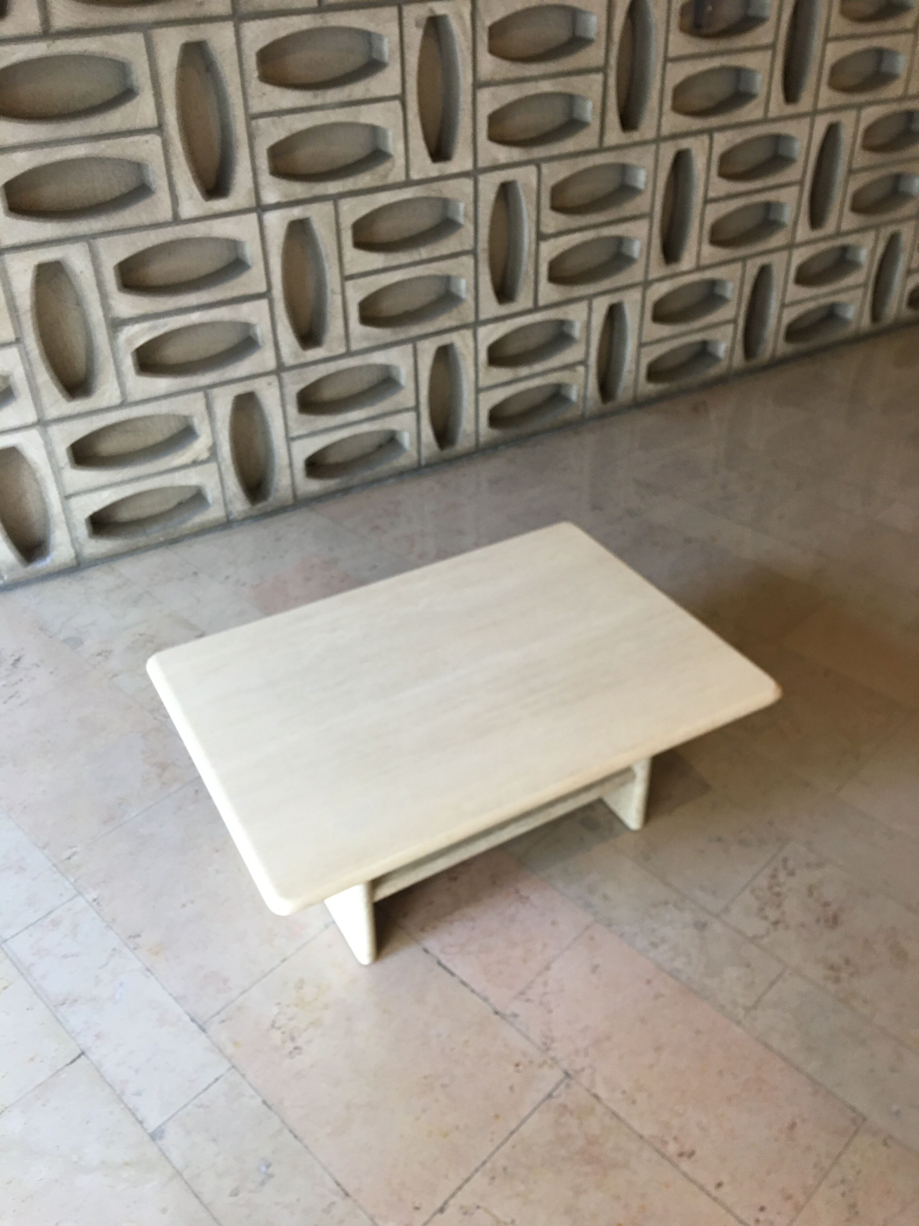 Travertine coffee table with intermediate top