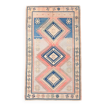 4x8 Salmon & Blue Handmade Wool Oushak Rug, 141x230Cm SK 20160