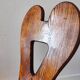 Vintage solid wood chair, popular art, brutalist style, 1950s, heart-shaped backrest.