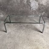 Coffee table with chrome legs and glass top, 1970
