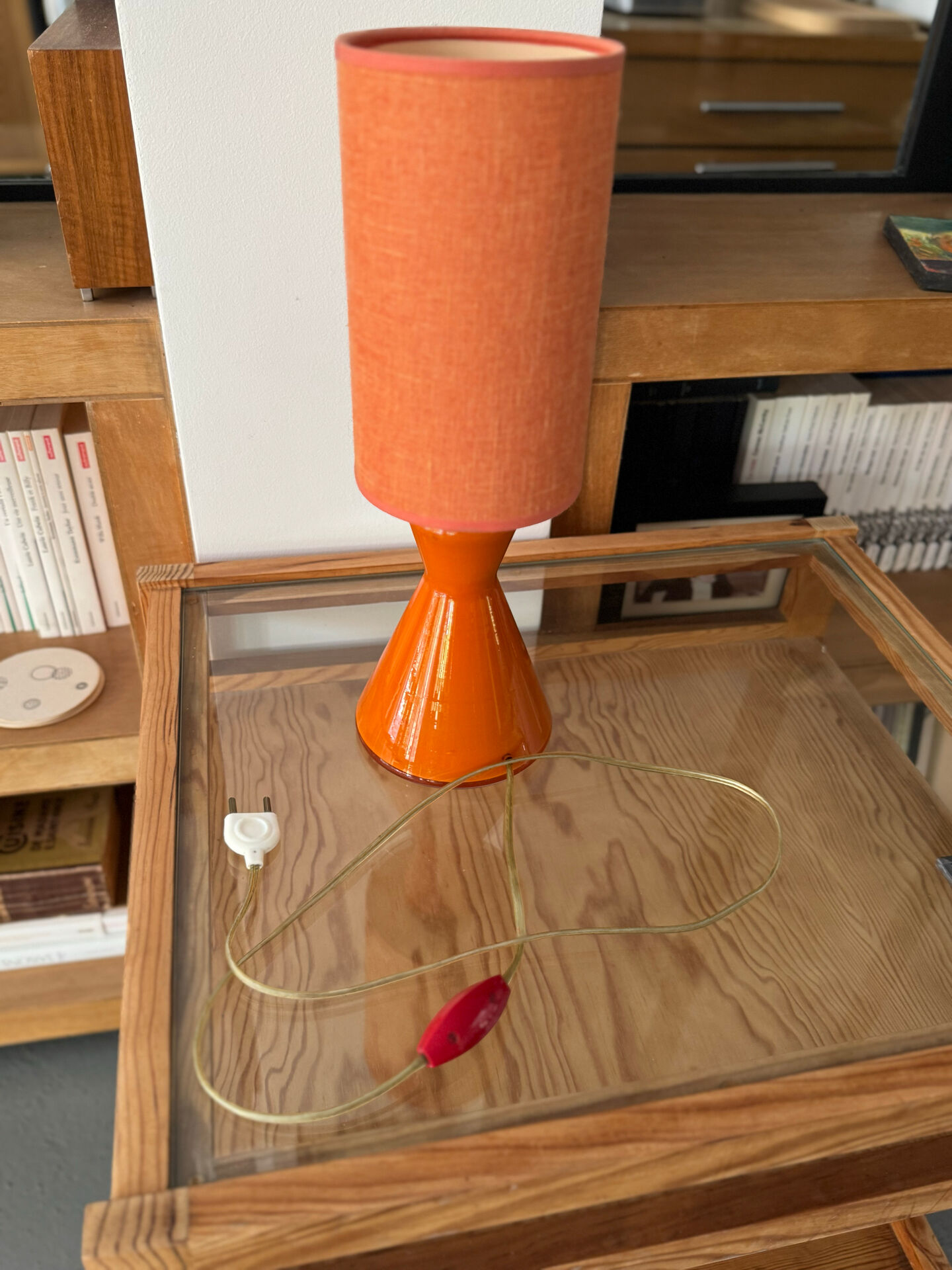 Lampe opaline diabolo orange