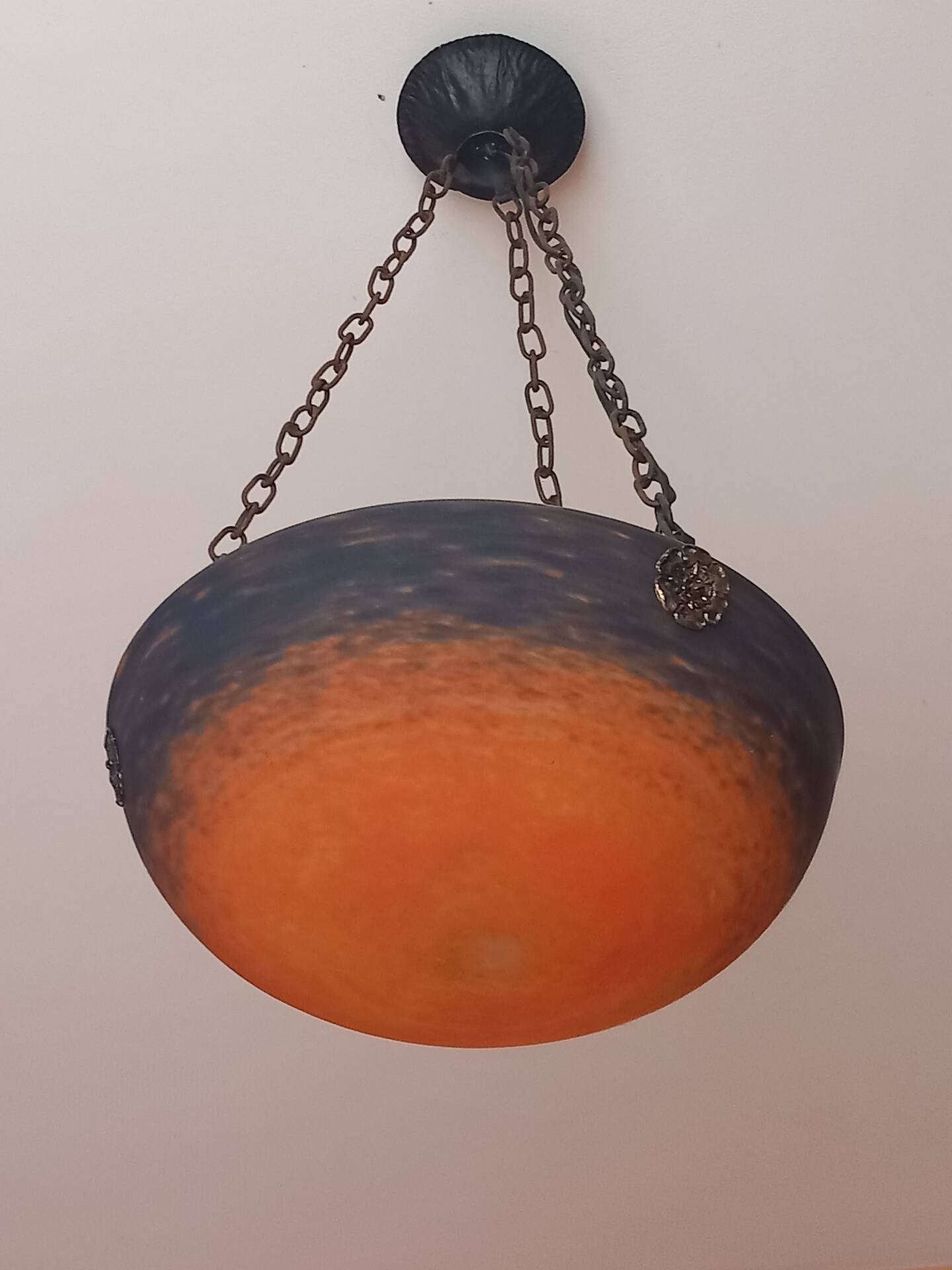 Ceiling light chandelier cut glass signed Lorrain