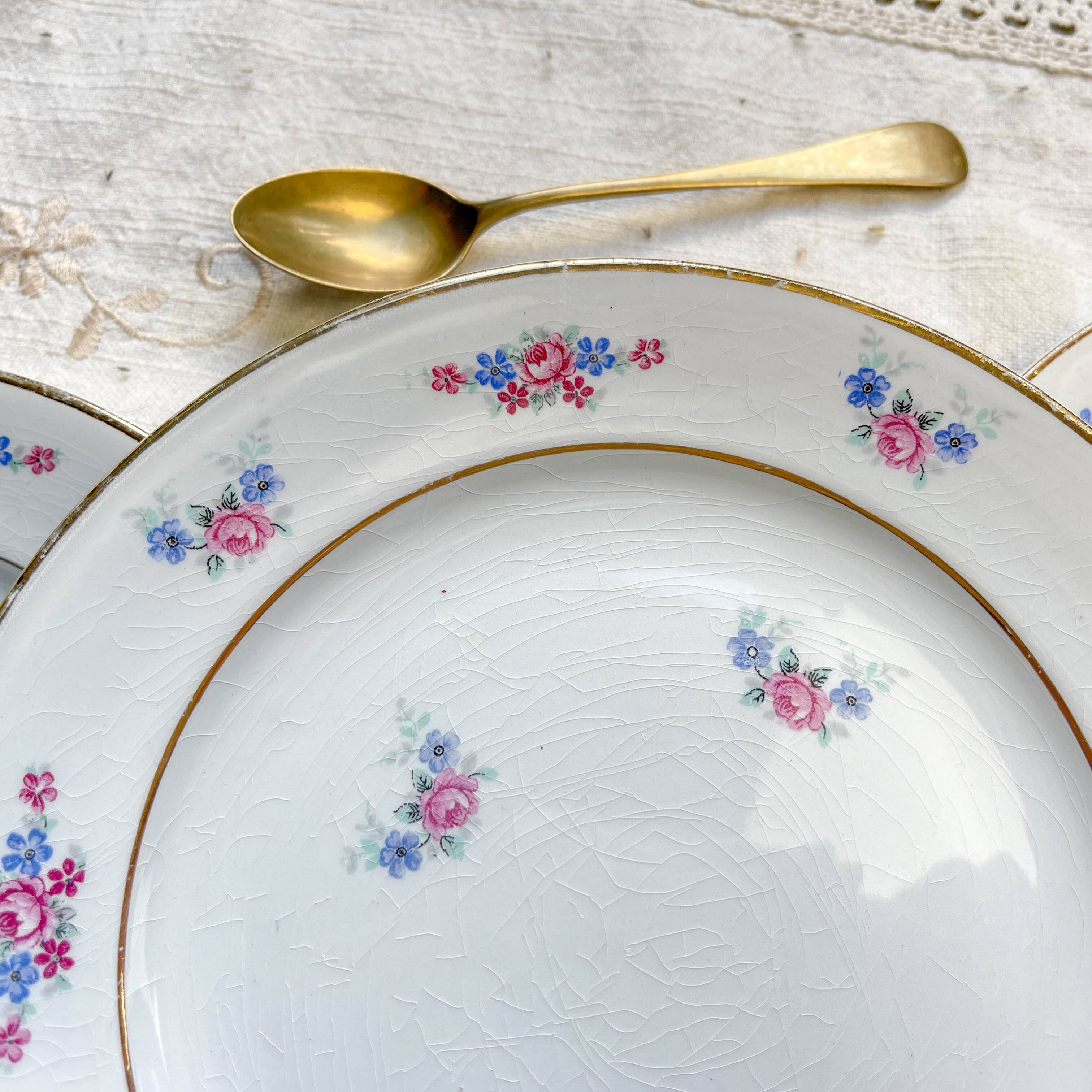 6 small vintage floral porcelain plates - Salins