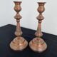 Antique, paire de bougeoirs, cuivre, laiton, bougie, poinçon orfèvre, ancien, grand, massif, France