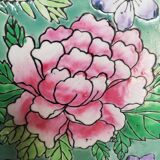 Plate china porcelainE enamelled family pink Lotus + Brand