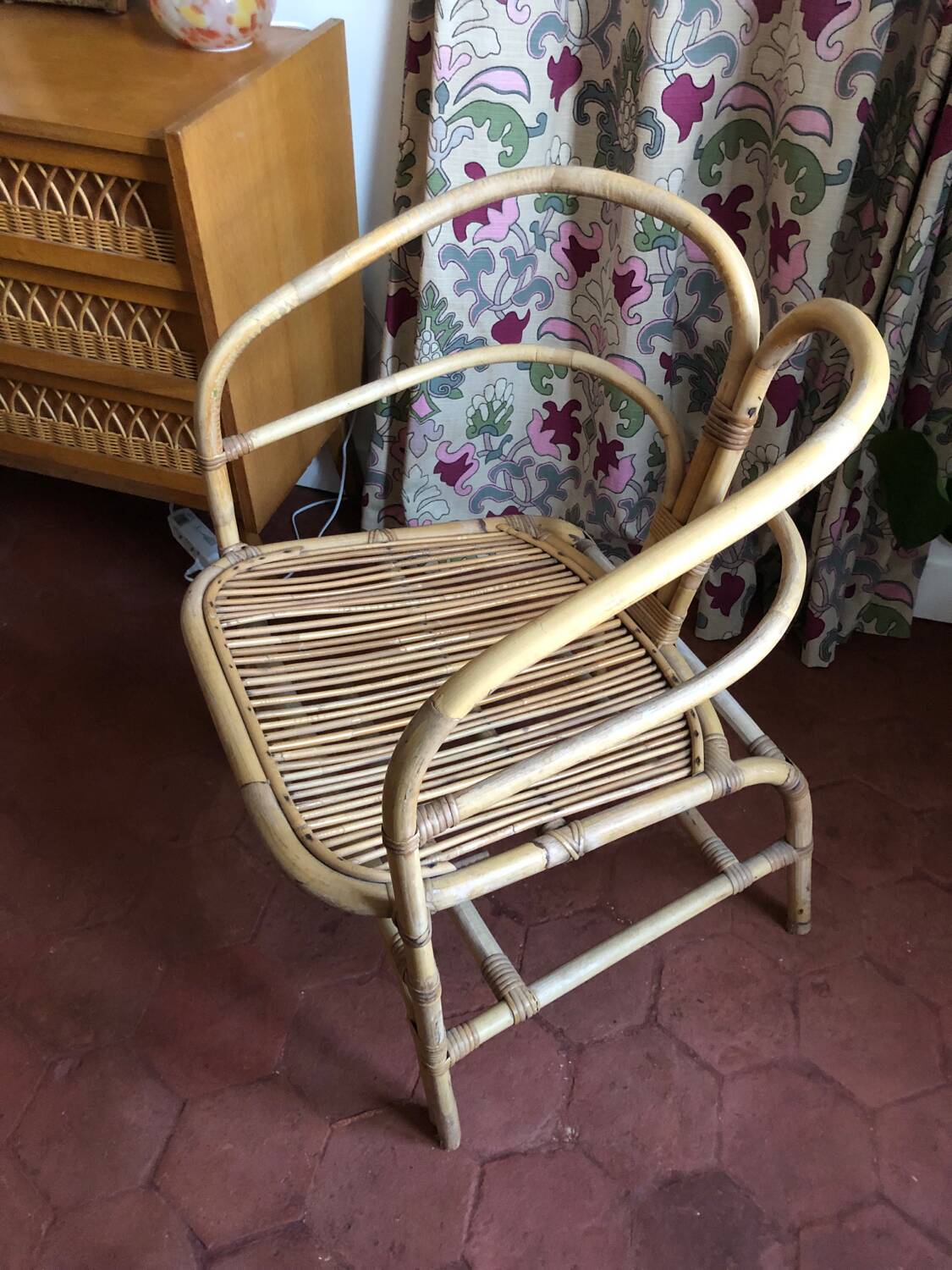 Fauteuil Chaise en rotin / osier vintage