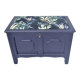 Coffre siège en bleu denim avec assise