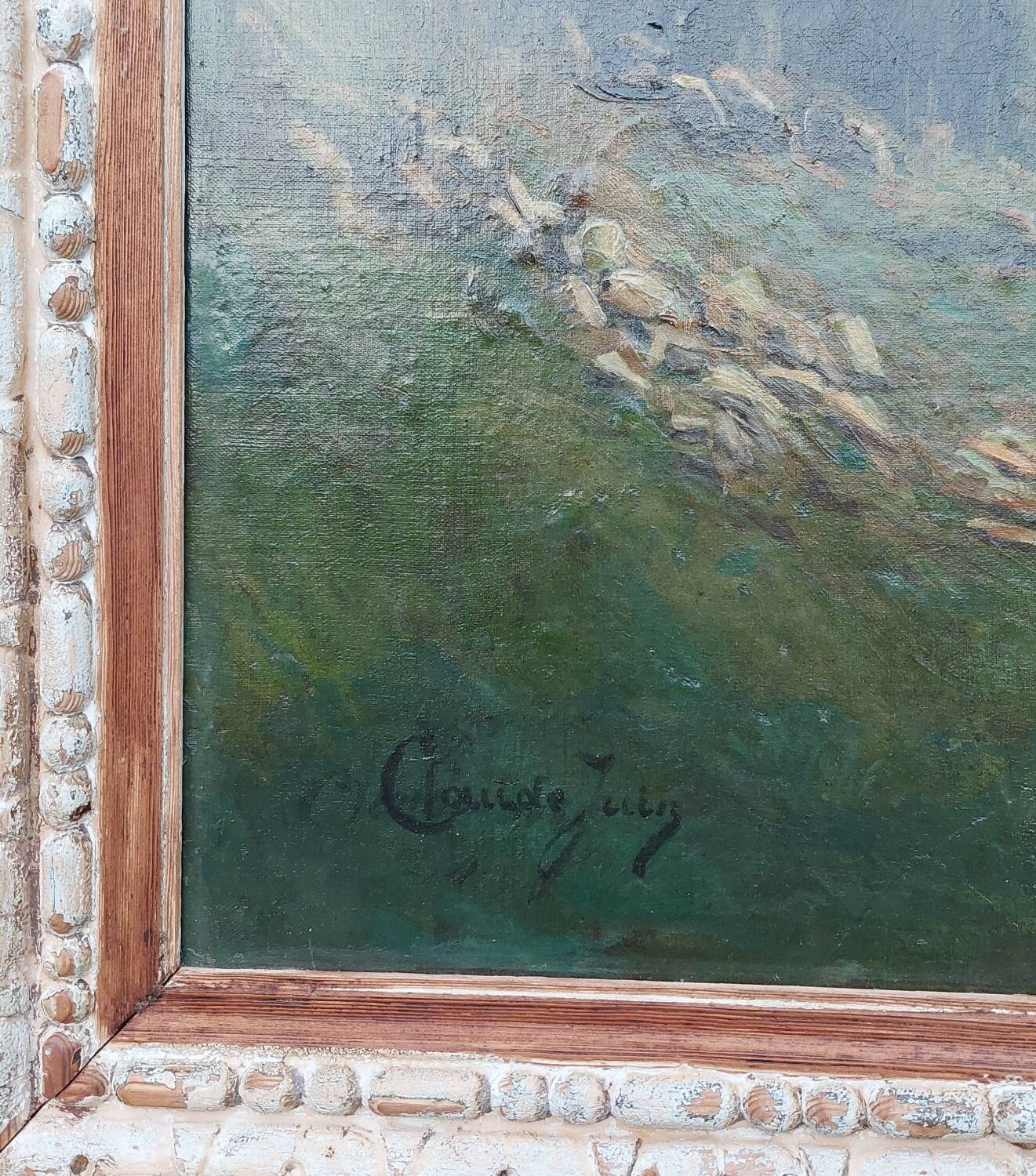 Large antique mountain painting