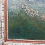 Grand tableau ancien montagne