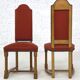Set of 8 chairs in Louis XIII style made of oak and fabric.
