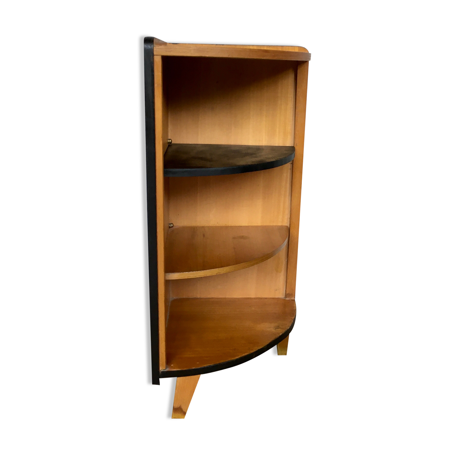 Vintage corner shelf feet compass light oak